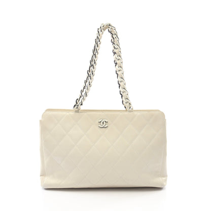 マトラッセ チェーンショルダーバッグ チェーントートバッグ レザー ホワイト シャネル バッグ CHANEL
