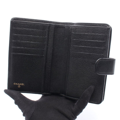 カメリア 二つ折り財布 レザー ブラック ゴールド金具 シャネル 財布・小物 CHANEL