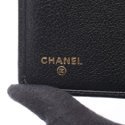 カメリア 二つ折り財布 レザー ブラック ゴールド金具 シャネル 財布・小物 CHANEL