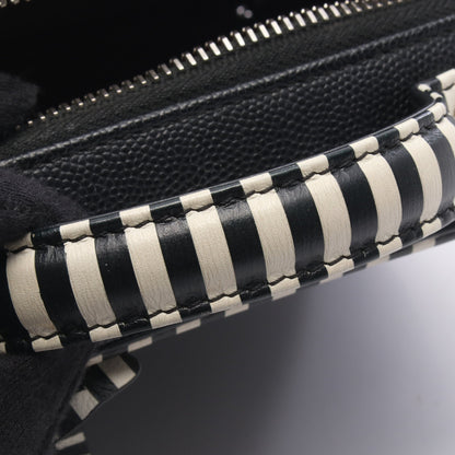 CCフィグリー スモール バニティバッグ 2WAY チェーンショルダーバッグ レザー ブラック ホワイト シルバー金具 シャネル