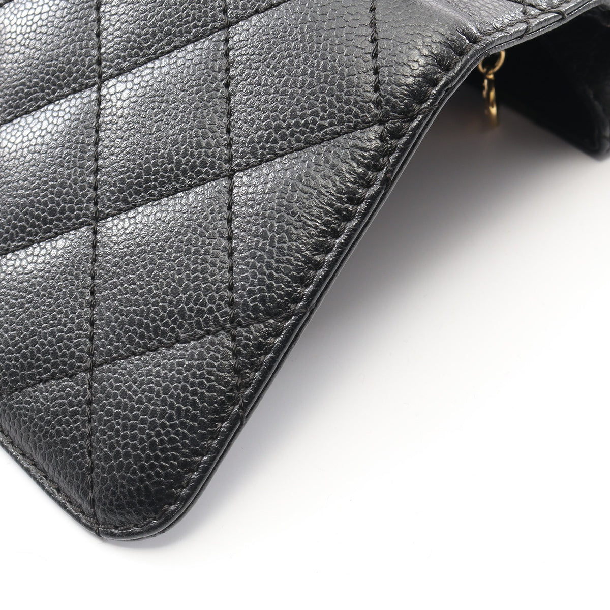 マトラッセ ハンドバッグ キャビアスキン ブラック ゴールド金具 シャネル バッグ CHANEL