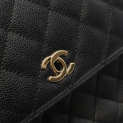 マトラッセ ハンドバッグ キャビアスキン ブラック ゴールド金具 シャネル バッグ CHANEL