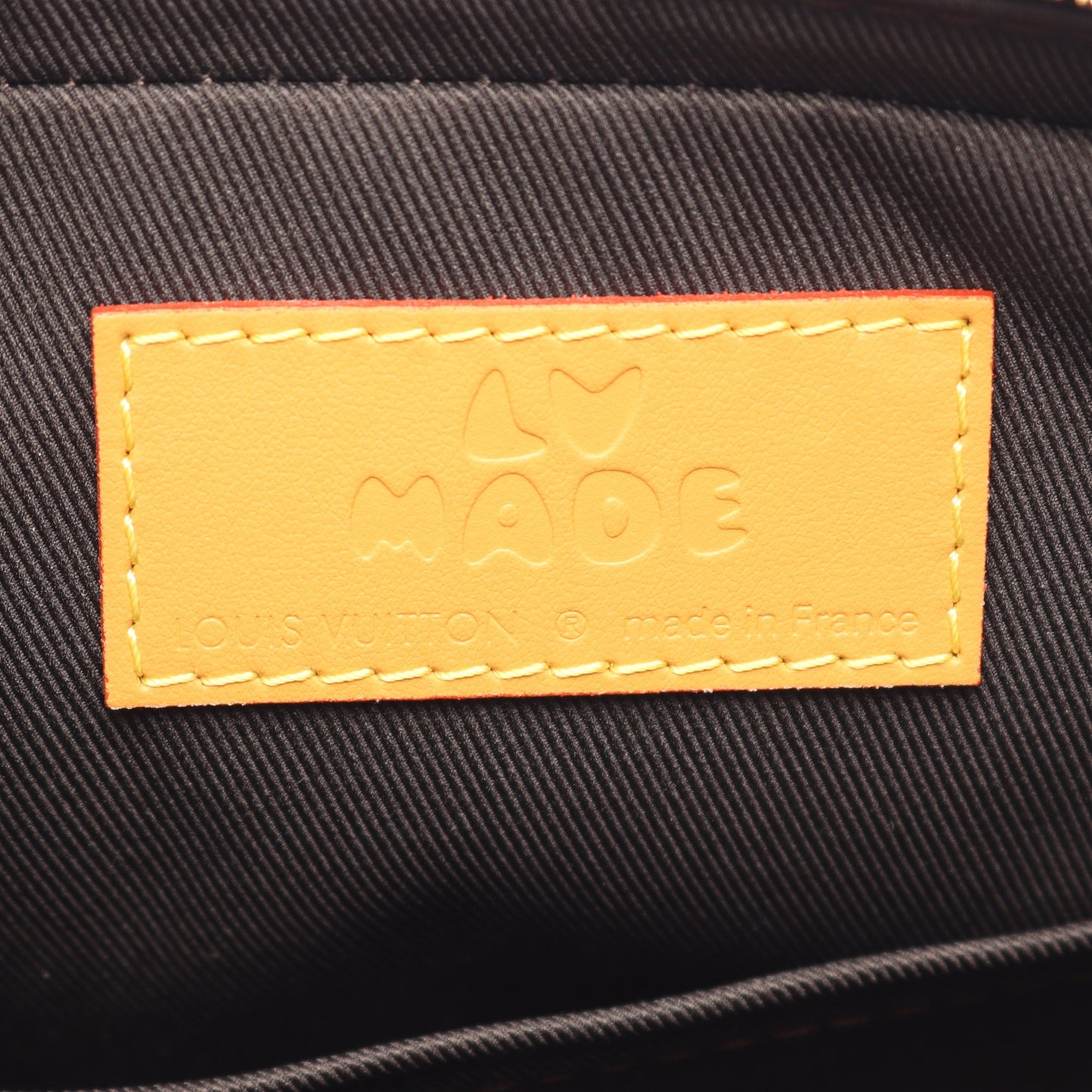 LOUIS VUITTON × NIGO トリオ メッセンジャー モノグラムストライプ LVスクエアード ショルダーバッグ PVC レザー ブラウン ルイヴィトン