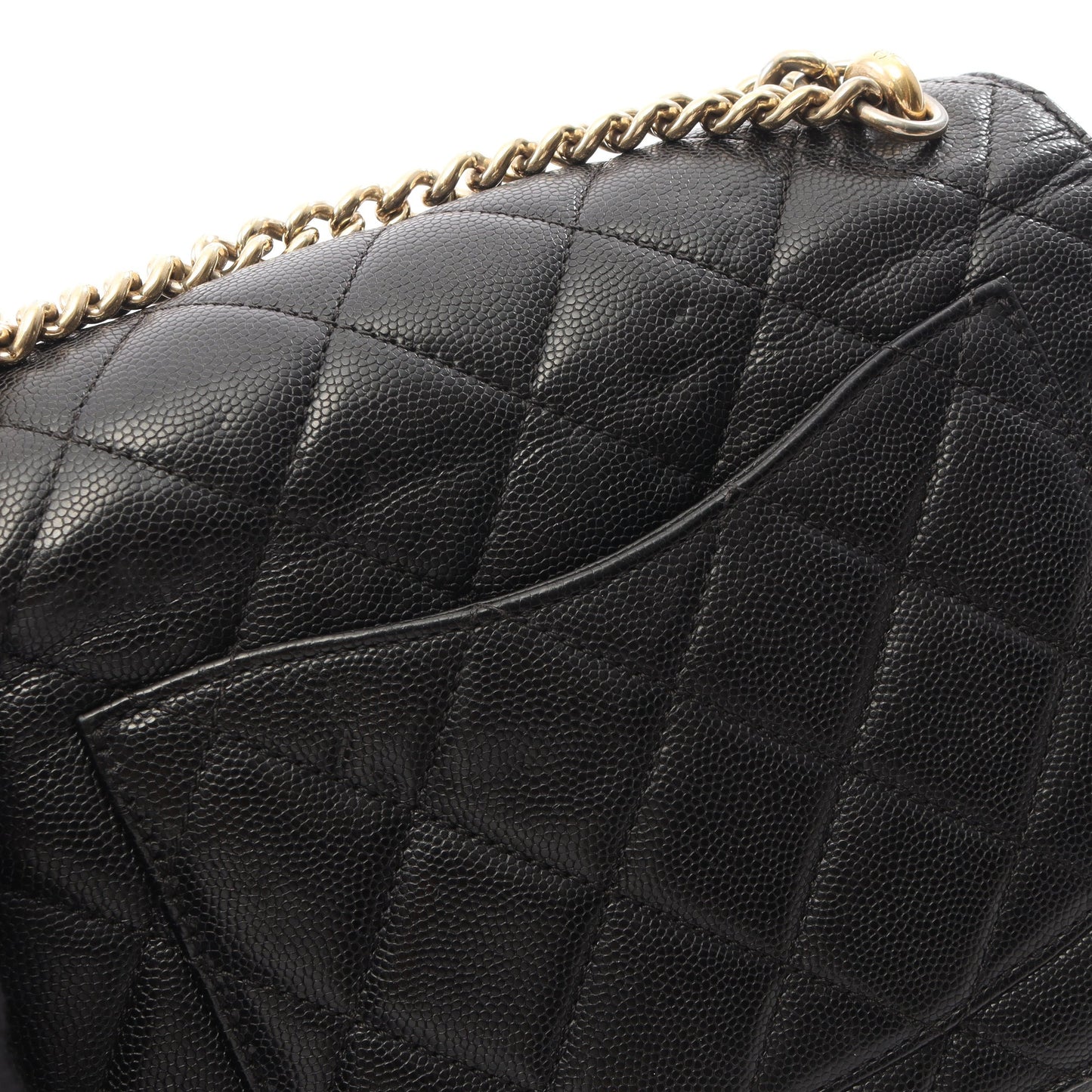 マトラッセ 2WAY チェーンショルダーバッグ キャビアスキン ブラック ゴールド金具 シャネル