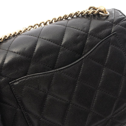 マトラッセ 2WAY チェーンショルダーバッグ キャビアスキン ブラック ゴールド金具 シャネル