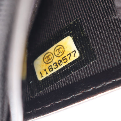 2.55 マトラッセ 二つ折り長財布 レザー ブラック シルバー金具 シャネル