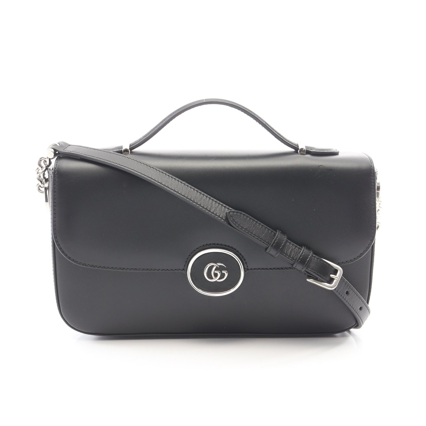 プチGG 2WAY ショルダーバッグ レザー ブラック グッチ