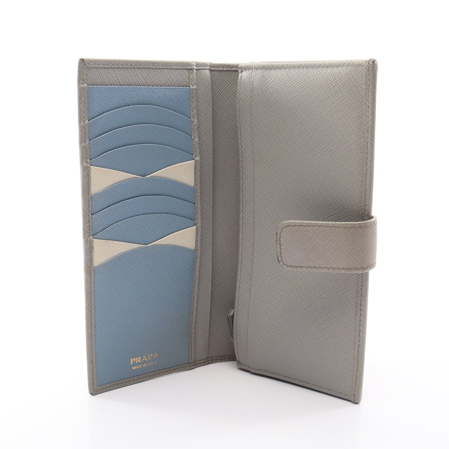 SAFFIANO MULTIC 二つ折り長財布 サフィアーノレザー グレーベージュ プラダ
