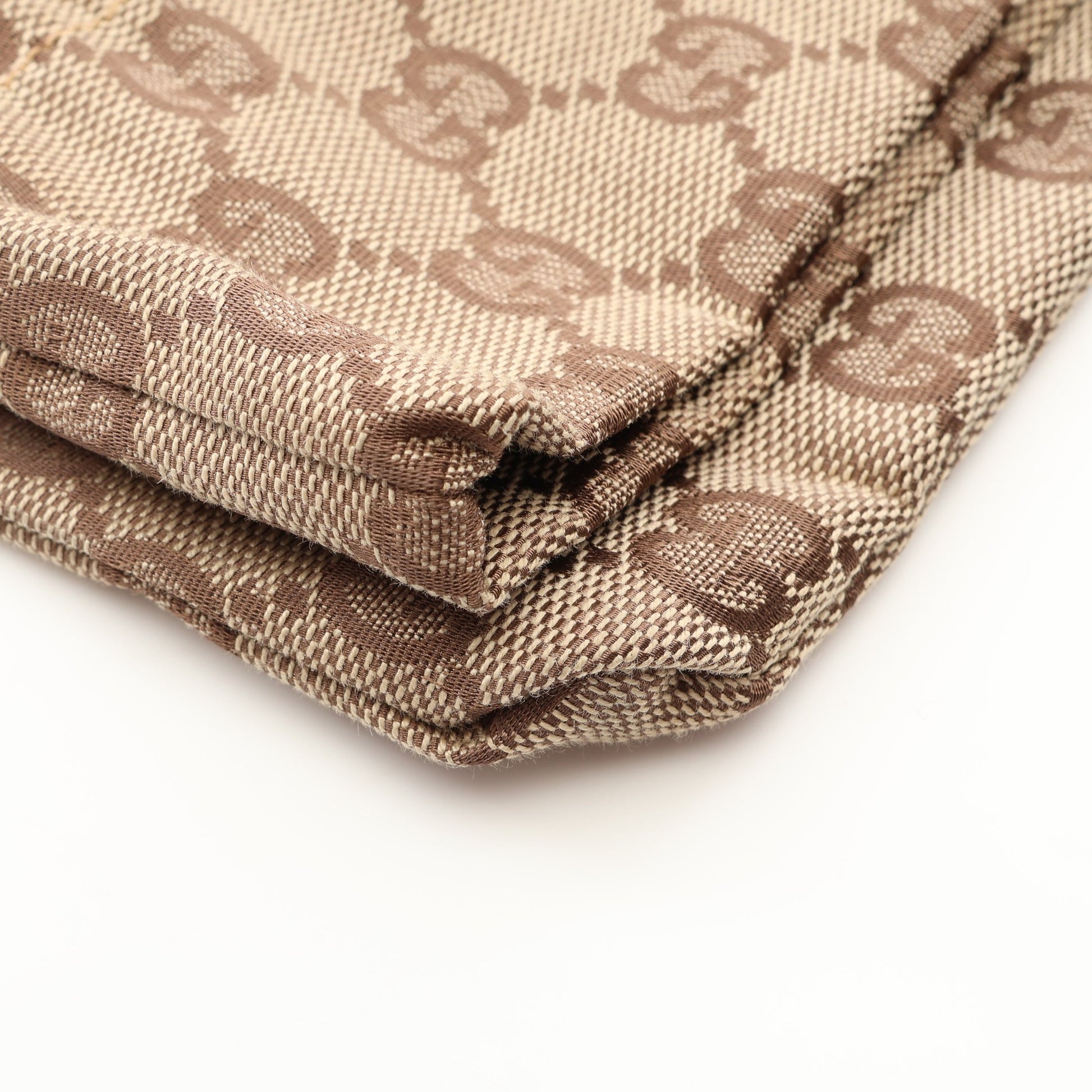 GGキャンバス 巾着 ポーチ キャンパス レザー ベージュ ダークブラウン グッチ 財布・小物 GUCCI