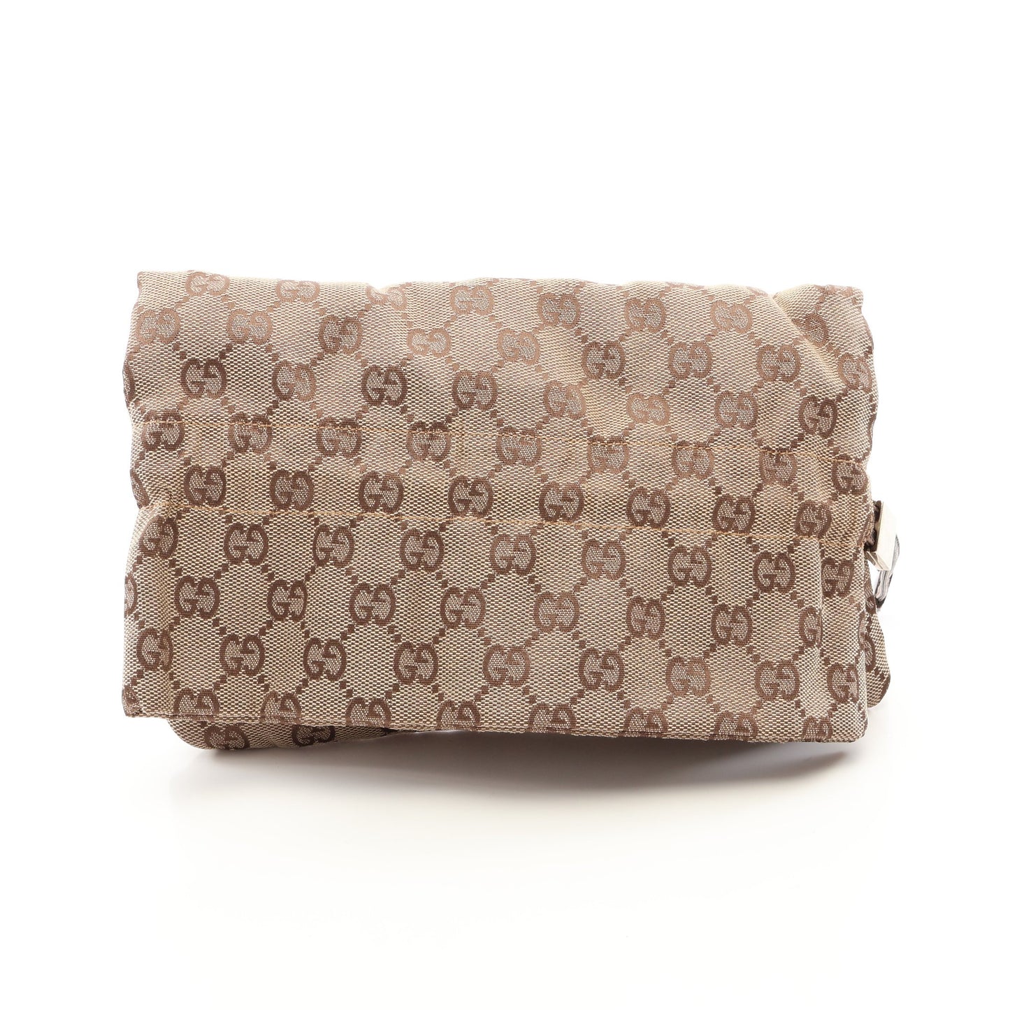 GGキャンバス 巾着 ポーチ キャンパス レザー ベージュ ダークブラウン グッチ 財布・小物 GUCCI