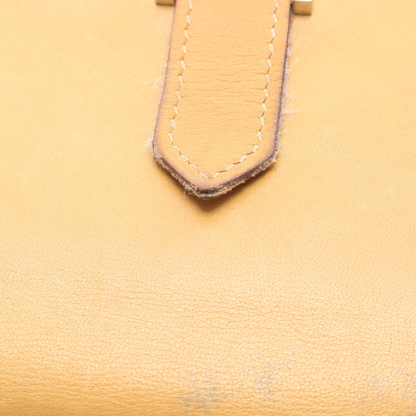 ベアンデュプリ 三つ折り長財布 レザー イエローブラウン シルバー金具 □L刻印 エルメス