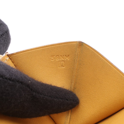 ベアンデュプリ 三つ折り長財布 レザー イエローブラウン シルバー金具 □L刻印 エルメス