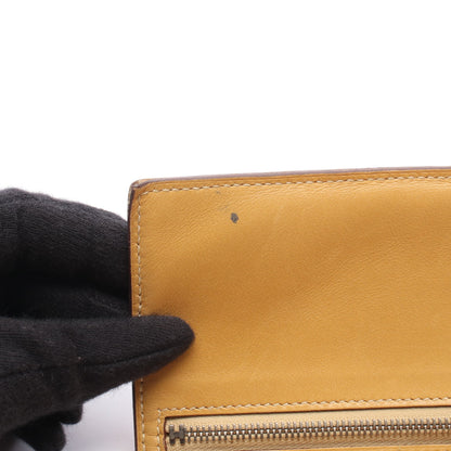 ベアンデュプリ 三つ折り長財布 レザー イエローブラウン シルバー金具 □L刻印 エルメス