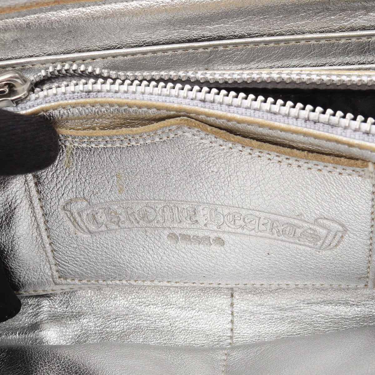 REC F ZIP 3セメタリークロスパッチ ラウンドファスナー長財布 レザー シルバー クロムハーツ