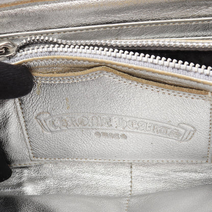 REC F ZIP 3セメタリークロスパッチ ラウンドファスナー長財布 レザー シルバー クロムハーツ