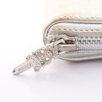 REC F ZIP 3セメタリークロスパッチ ラウンドファスナー長財布 レザー シルバー クロムハーツ