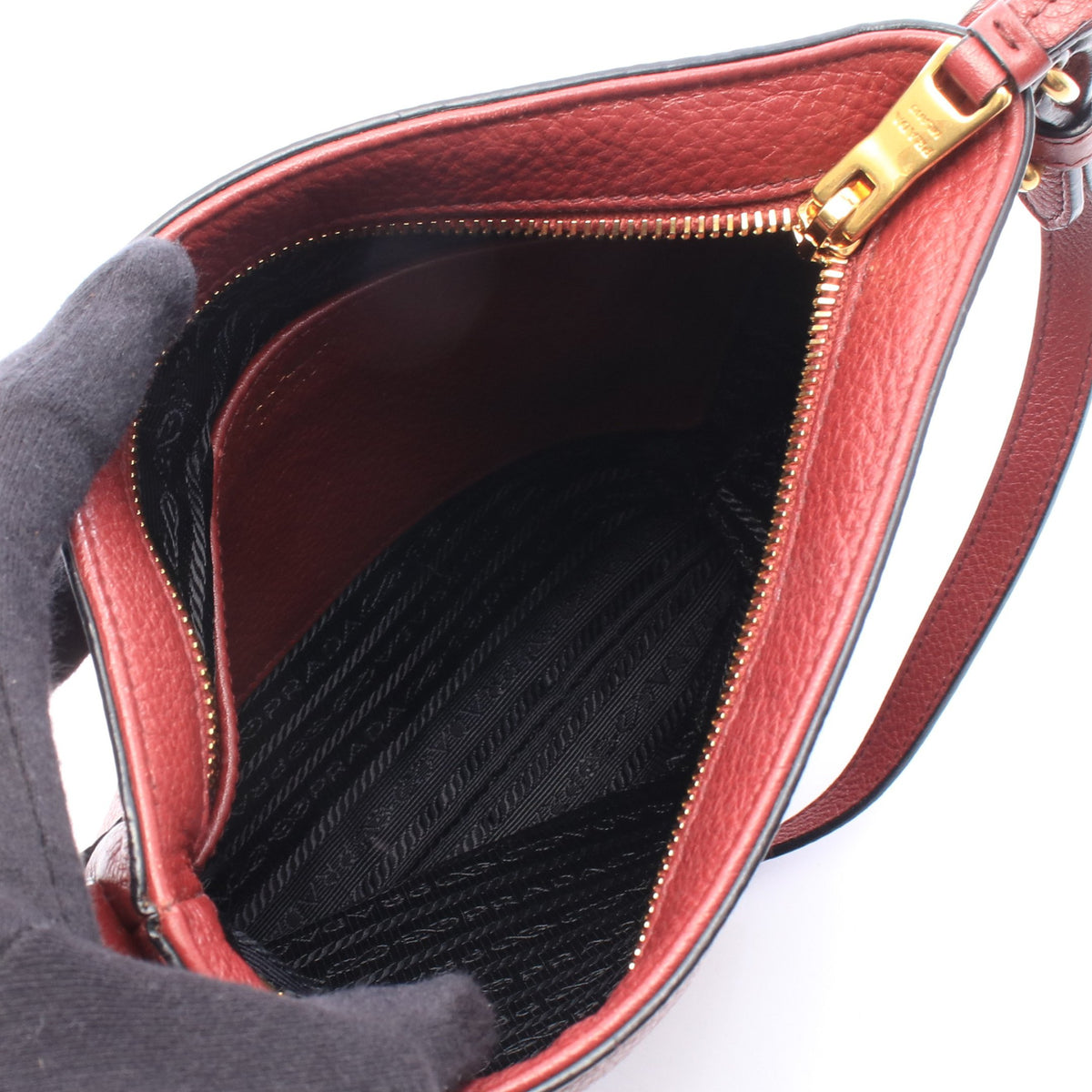 VIT.DAINO ショルダーバッグ レザー ボルドー プラダ バッグ PRADA