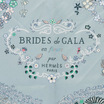 カレ90 BRIDES de GALA en fleurs スカーフ シルク ブルーグレー オフホワイト マルチカラー エルメス