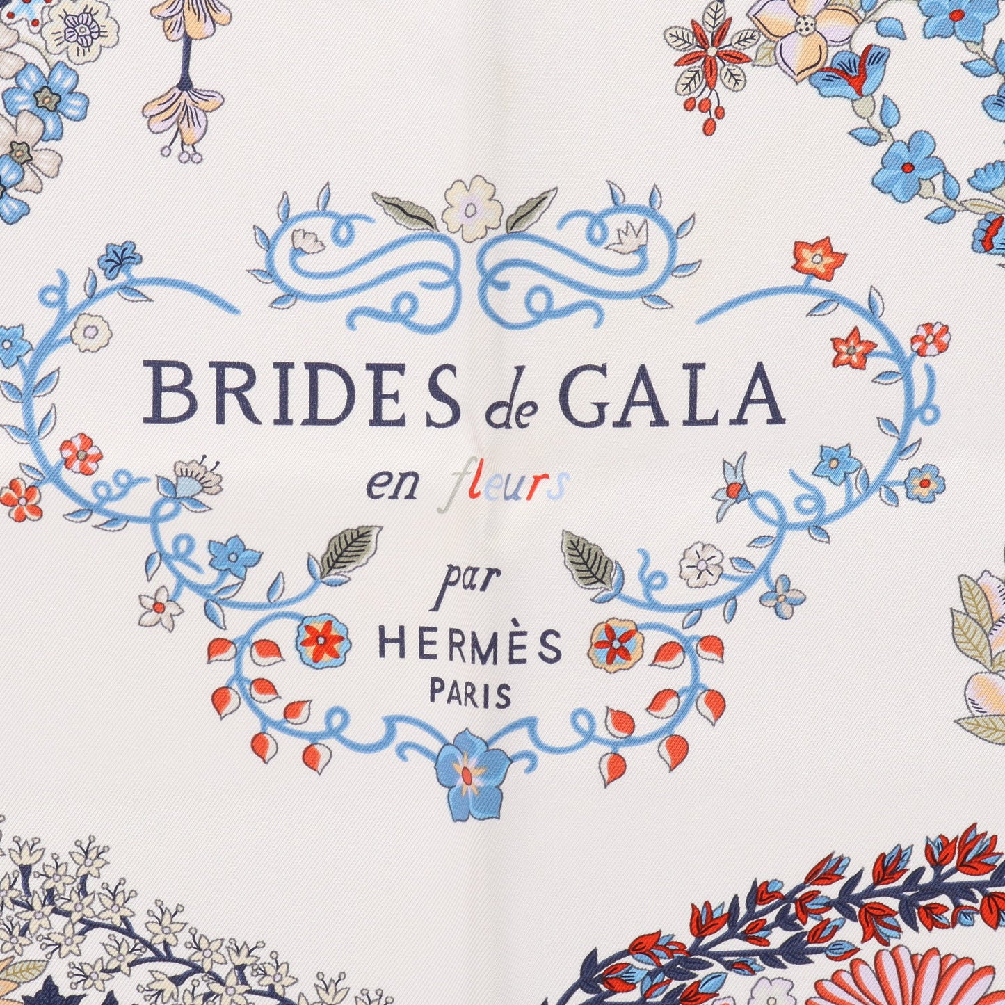 カレ90 BRIDES de GALA en fleurs スカーフ カシミヤ ベージュ マルチカラー エルメス