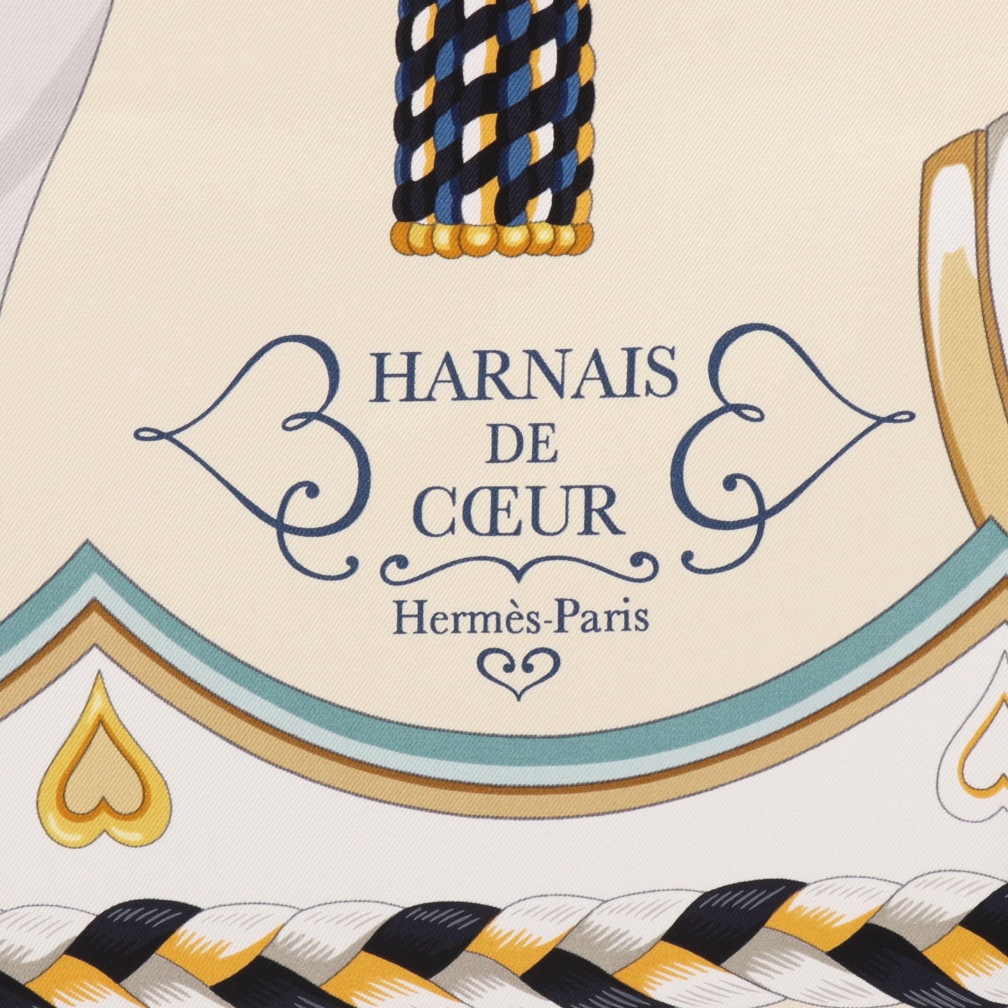 カレ90 HARNAIS DE COEUR スカーフ シルク アイボリー ネイビー マルチカラー エルメス