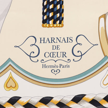 カレ90 HARNAIS DE COEUR スカーフ シルク アイボリー ネイビー マルチカラー エルメス