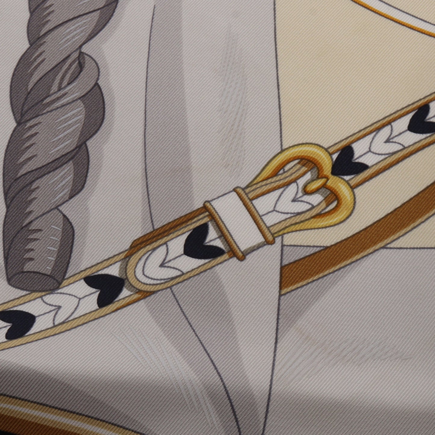 カレ90 HARNAIS DE COEUR スカーフ シルク アイボリー ネイビー マルチカラー エルメス