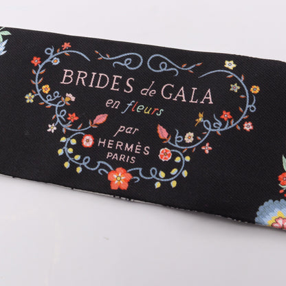 ツイリー Brides de Gala en Fleurs リボン スカーフ シルク ブラック マルチカラー エルメス