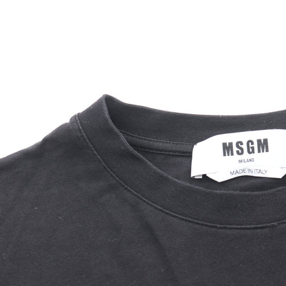 ロゴプリント 長袖Tシャツ コットン ブラック ゴールド エムエスジーエム