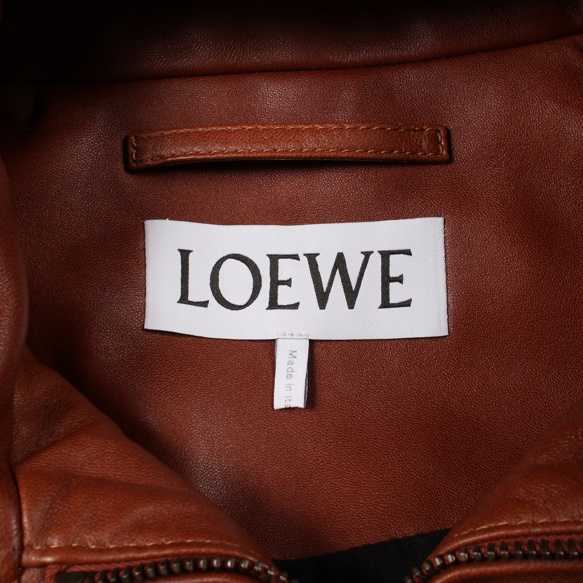 フーデッドジャケット レザージャケット ラムレザー ブラウン ロエベ アウター LOEWE