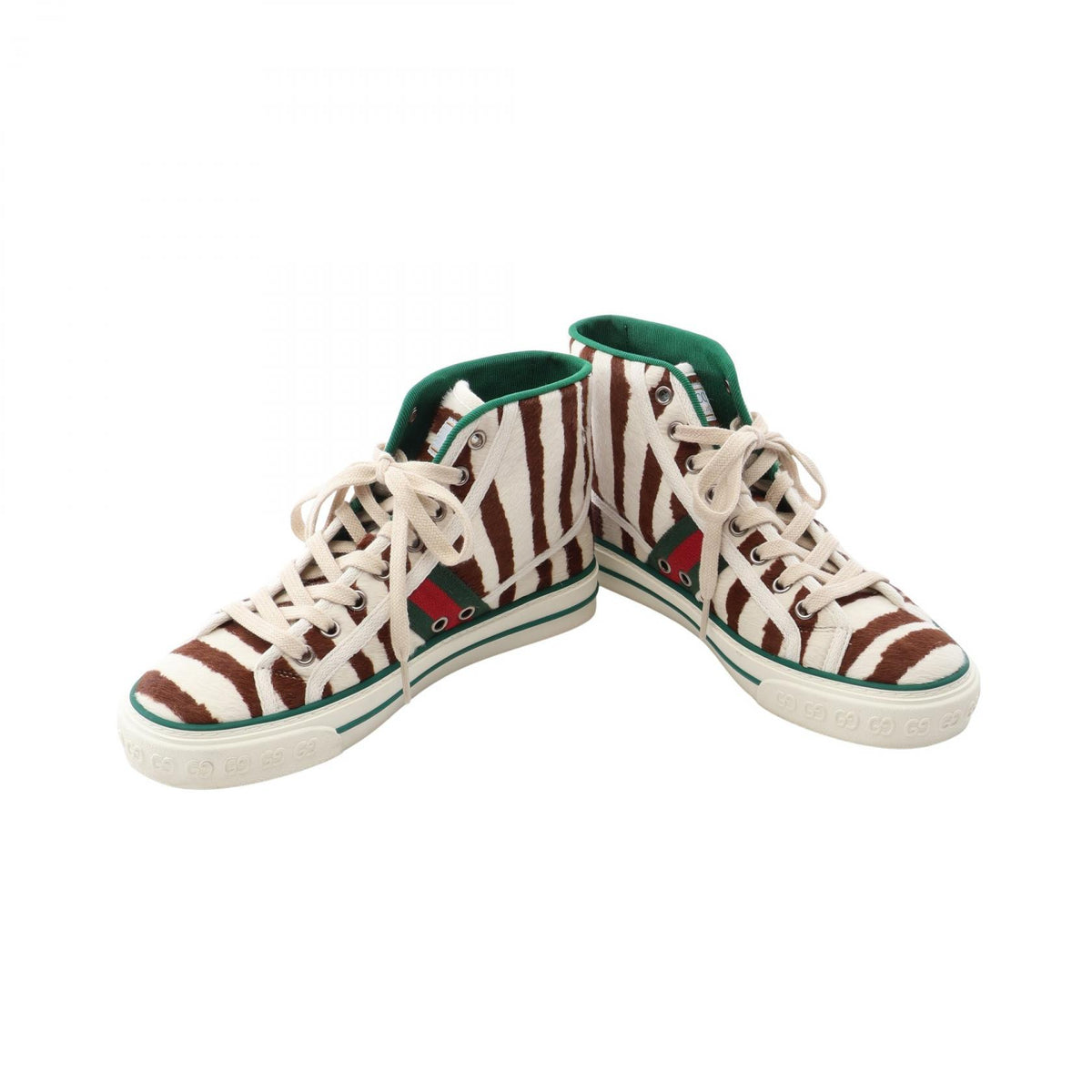 テニス 1977 シェリーライン ゼブラ ハイカットスニーカー ハラコ オフホワイト ブラウン マルチカラー グッチ シューズ GUCCI