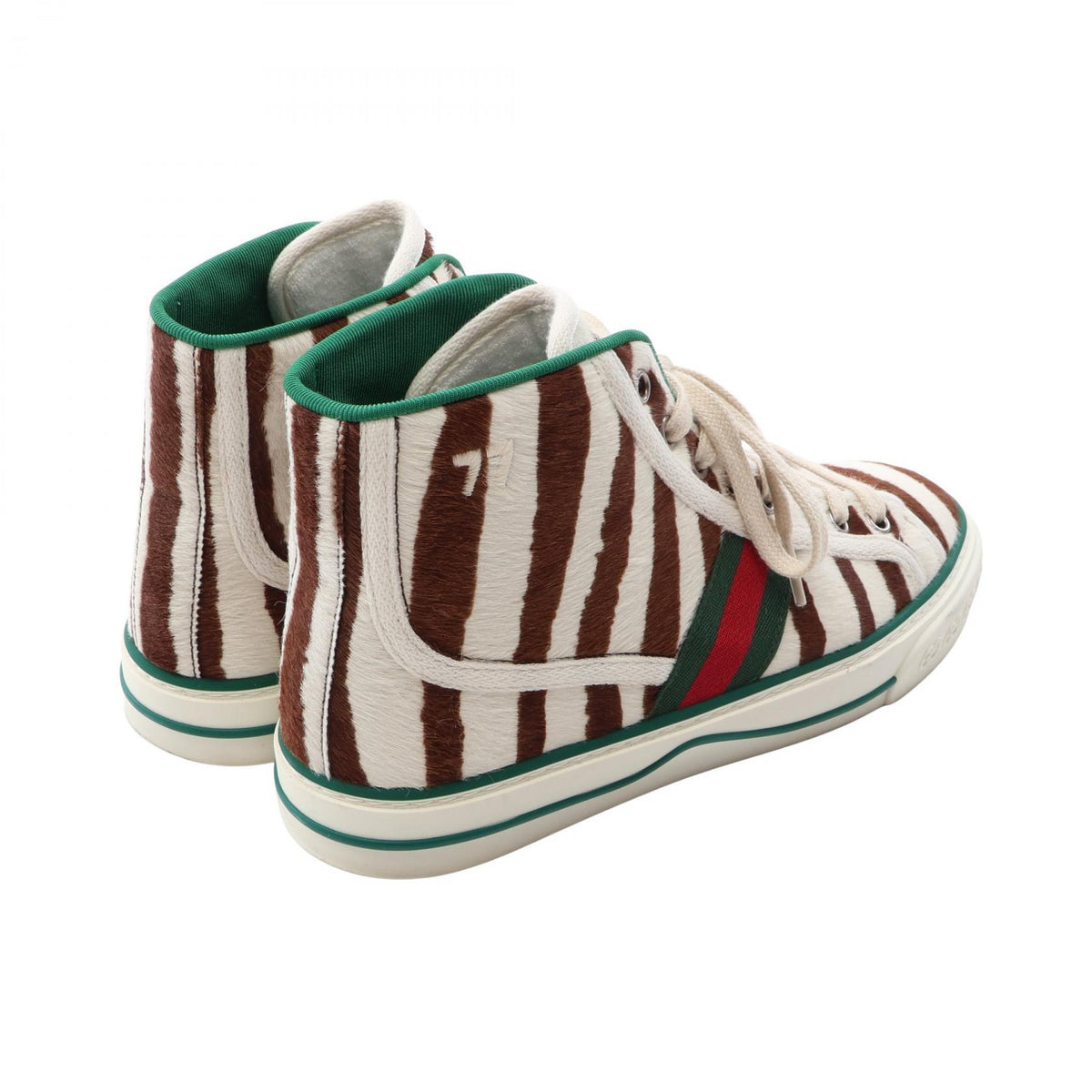 テニス 1977 シェリーライン ゼブラ ハイカットスニーカー ハラコ オフホワイト ブラウン マルチカラー グッチ シューズ GUCCI
