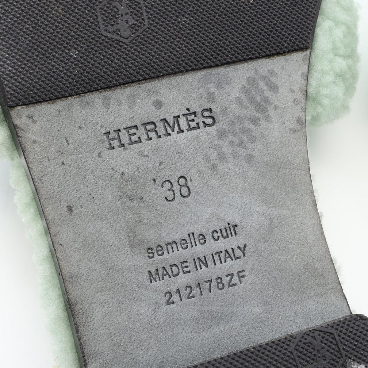 オラン ボア ミュール サンダル シアリング グリーン エルメス シューズ HERMES