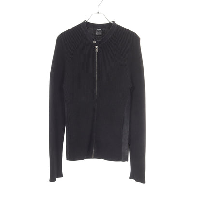 ジップアップ ニット ジャケット ウール シルク カシミヤ スエード ブラック グッチ