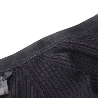 ジップアップ ニット ジャケット ウール シルク カシミヤ スエード ブラック グッチ