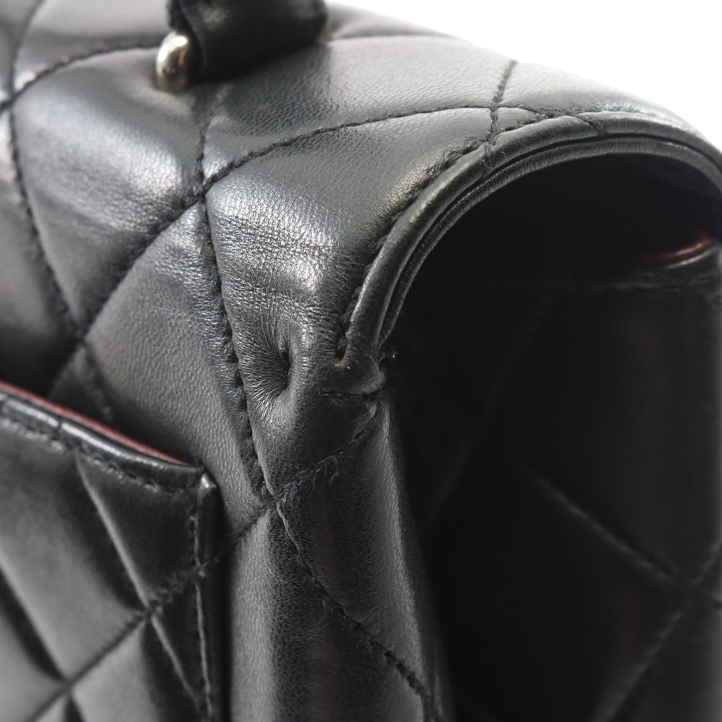 マトラッセ トップハンドル ハンドバッグ ラムスキン ブラック シルバー金具 シャネル