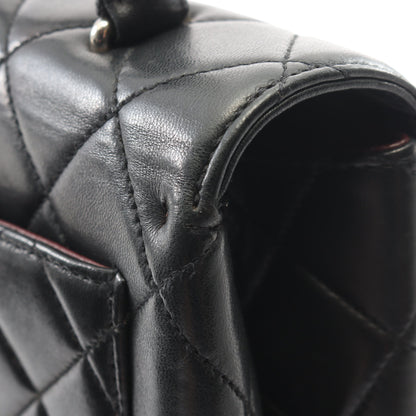 マトラッセ トップハンドル ハンドバッグ ラムスキン ブラック シルバー金具 シャネル