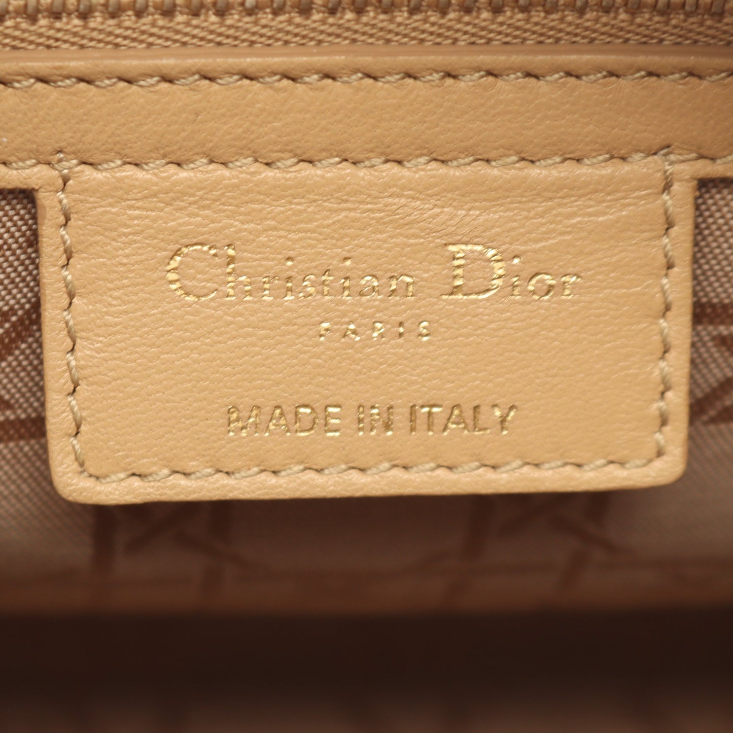 LADY DIOR レディディオール カナージュ 2WAY ハンドバッグ レザー ベージュ クリスチャンディオール