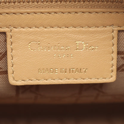 LADY DIOR レディディオール カナージュ 2WAY ハンドバッグ レザー ベージュ クリスチャンディオール