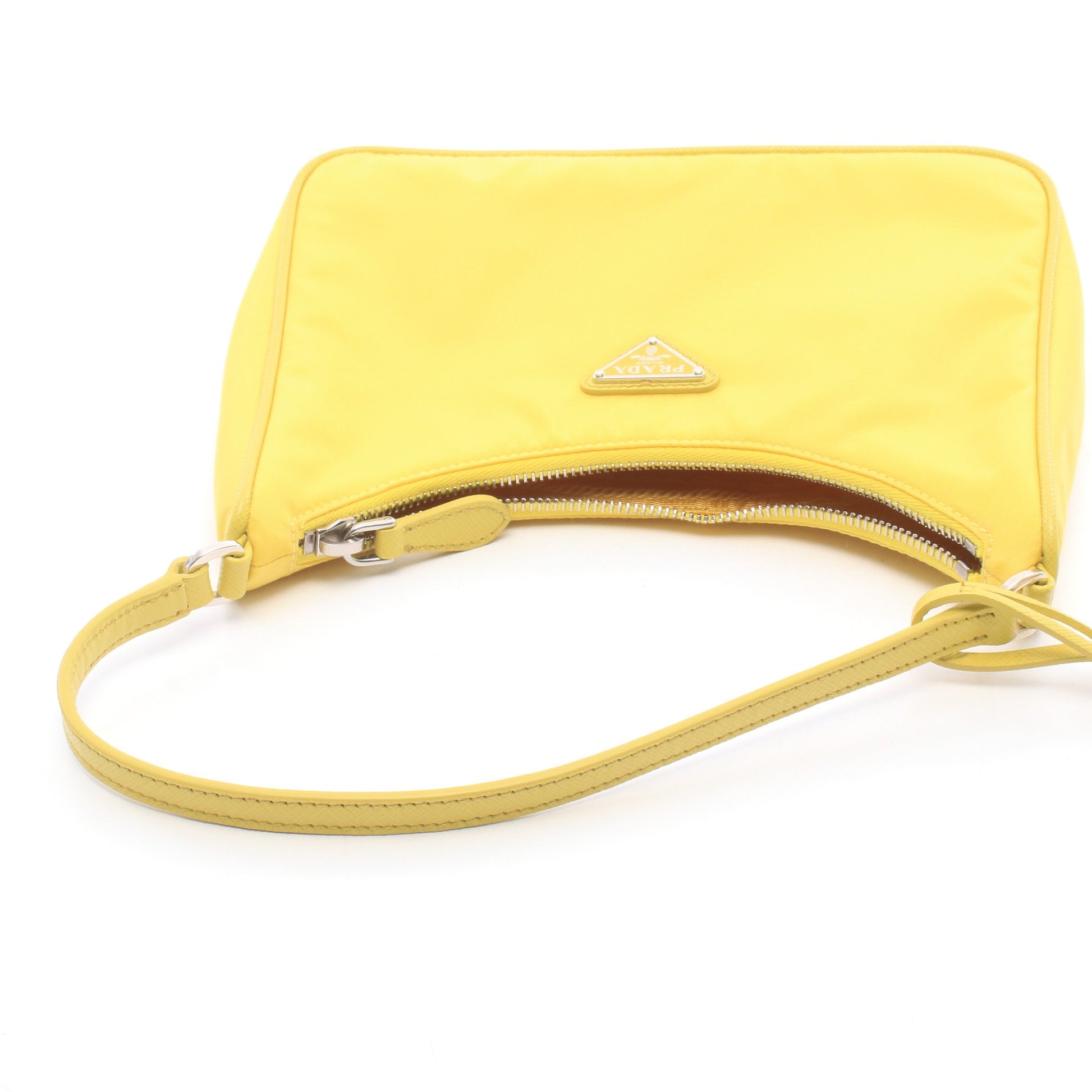 TESSUTO+SAFFIANO ハンドバッグ ナイロン サフィアーノレザー イエロー プラダ バッグ PRADA