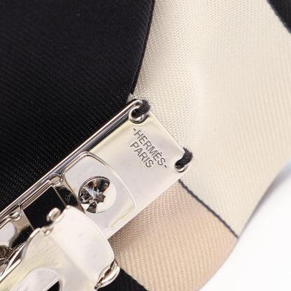 EX-LIBRIS リボン バレッタ シルク ベージュ ブラック エルメス アクセサリー HERMES