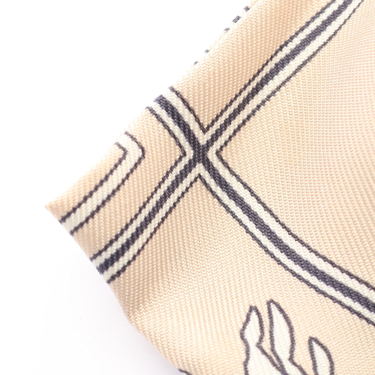 EX-LIBRIS リボン バレッタ シルク ベージュ ブラック エルメス アクセサリー HERMES