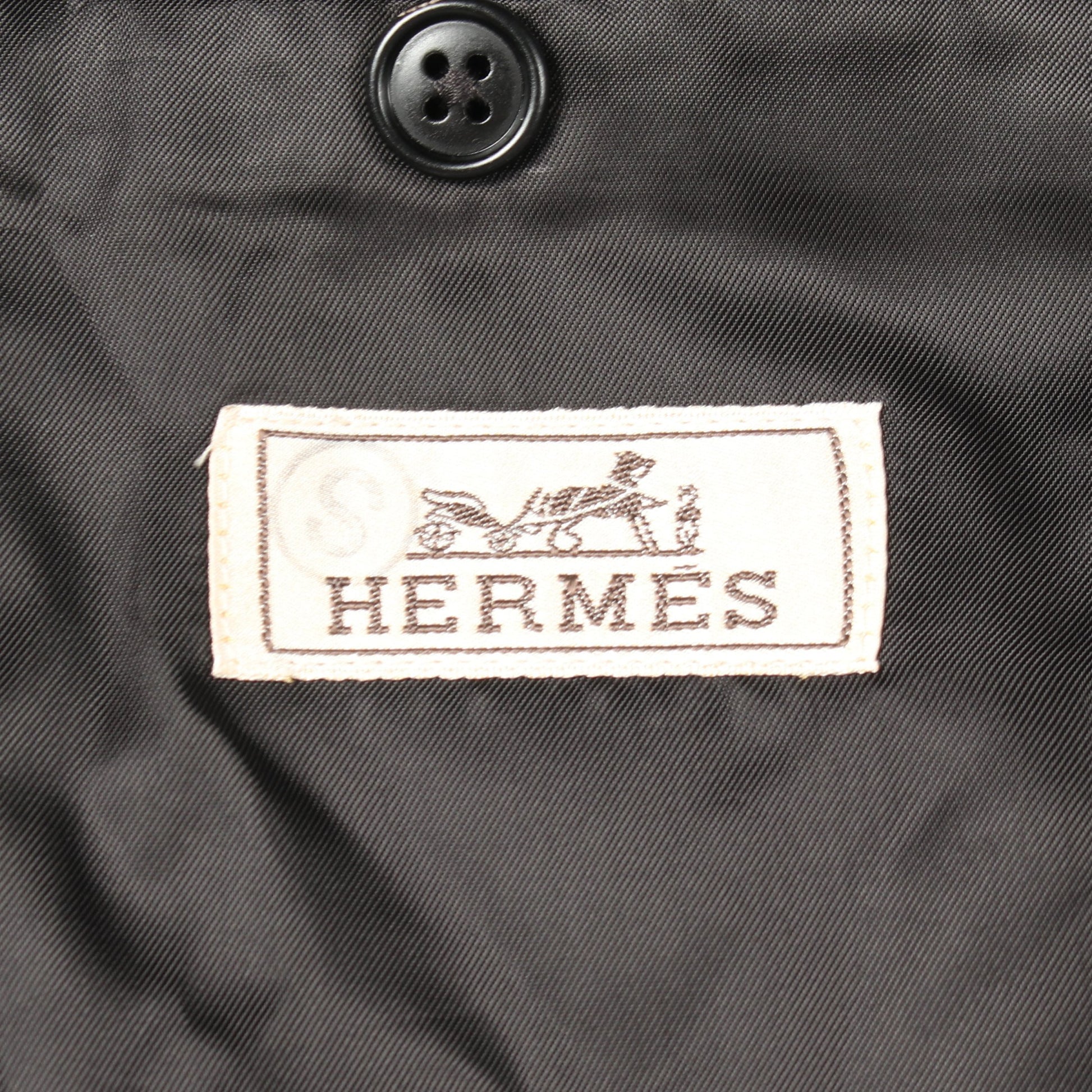切替 テーラードジャケット ウール グレー ダークブラウン エルメス アウター HERMES