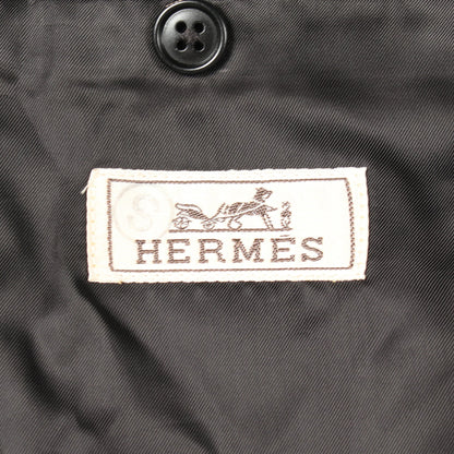 切替 テーラードジャケット ウール グレー ダークブラウン エルメス アウター HERMES