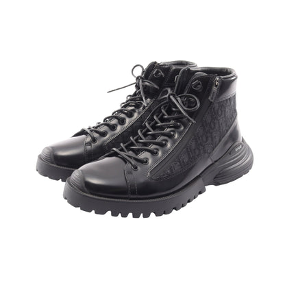 Dior Combat オブリーク ショート ブーツ レザー ファブリック ブラック ダークグレー ディオール
