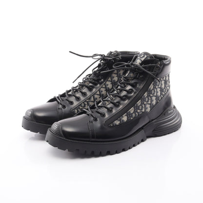 Dior Combat オブリーク ショート ブーツ レザー ファブリック ブラック ダークブルー マルチカラー ディオール
