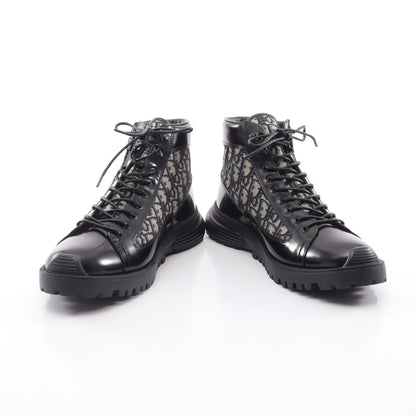 Dior Combat オブリーク ショート ブーツ レザー ファブリック ブラック ダークブルー マルチカラー ディオール