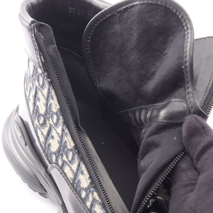 Dior Combat オブリーク ショート ブーツ レザー ファブリック ブラック ダークブルー マルチカラー ディオール