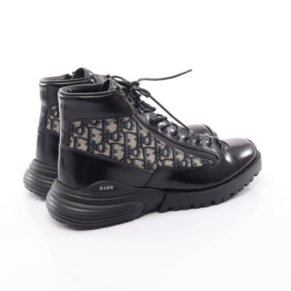 Dior Combat オブリーク ショート ブーツ レザー ファブリック ブラック ダークブルー マルチカラー ディオール