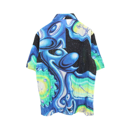 DIOR × KENNY SCHARF 半袖 シャツ シルク コットン ブルー グリーン ブラック ディオール