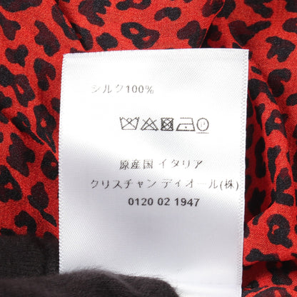 BEE刺繍 レオパード シースルー 半袖 シャツ シルク レッド ブラック クリスチャンディオール